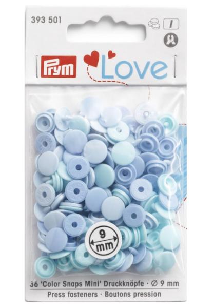 Prym Love Druckknöpfe "Color Snaps Mini " Hellblau - Ø 9 mm - 36 Stück